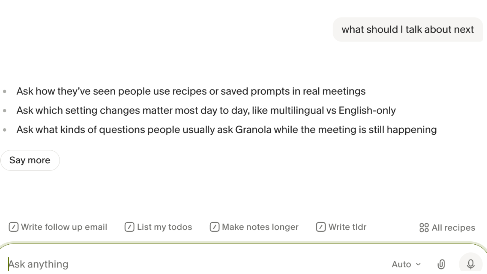 Granola chat interface